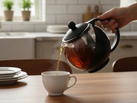 Tetera vidrio redonda con infusor